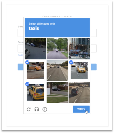 captcha example finding taxis