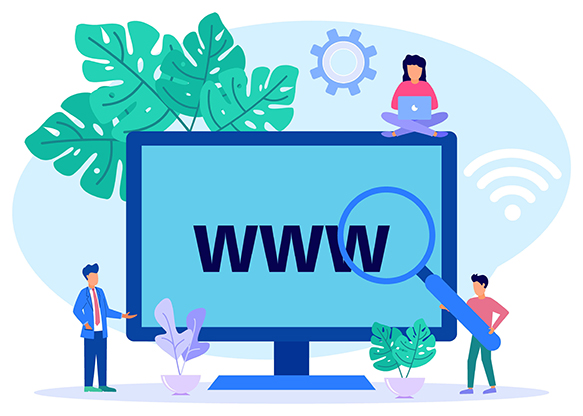 Illustration vector graphic cartoon character of domain registration.